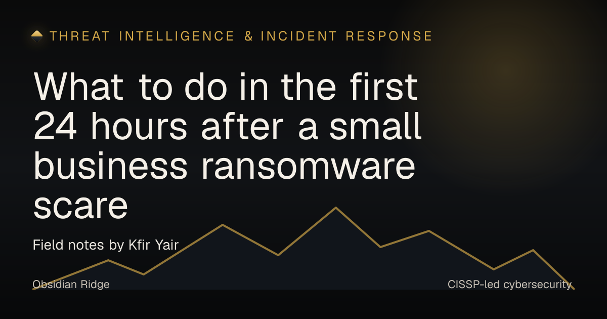 first 24 hours after ransomware | Obsidian Ridge